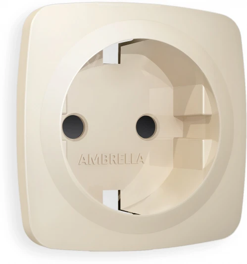 OP3270 Лицевая панель Ambrella Volt OMEGA (Бежевый матовый) для электрической розетки с/з со шторками QUANT OP3270