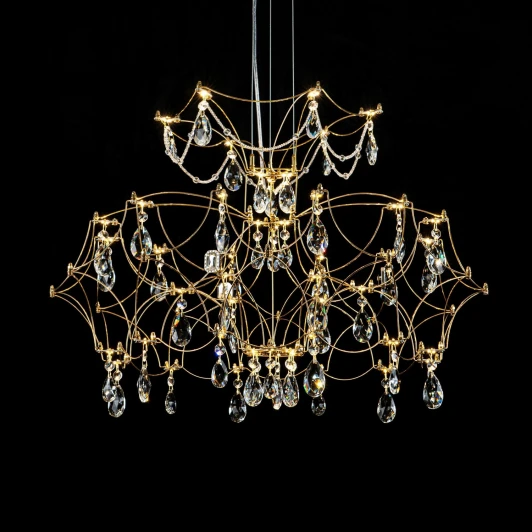 ML.7815.600P GD Подвесная люстра светодиодная хрустальная с пультом с регулировкой цветовой температуры Modelux MODELUX ML.7815.600P GD