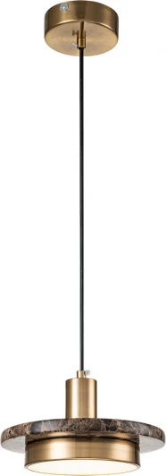 10260/1LED Brown marble Подвесной светодиодный светильник Escada Torano 10260/1LED Brown marble 12Вт, 4000K, металл/акрил/мрамор, коричневый мрамор (220V, на проводе, круглые)