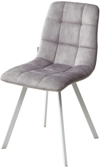 UDC8025VBP203W Стул CHILLI SQUARE PK6015-03 (VBP203) античный cеребристо-серый, велюр/ белый каркас