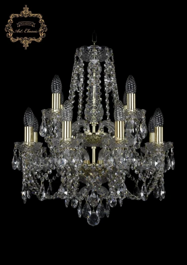 11.21.8+4.165.2d.Gd.Sp Подвесная люстра Art Classic 11.21 11.21.8+4.165.2d.Gd.Sp (220V, хрусталь, на цепи, подсвечник, свеча)