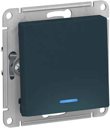 ATN000813 Выключатель встраиваемый одноклавишный с подсветкой (изумрудный) Systeme Electric AtlasDesign ATN000813