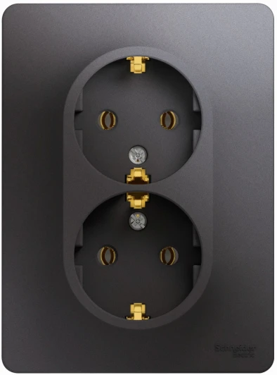 GSL001324 Розетка встраиваемая двойная с заземлением (графит) Systeme Electric Glossa GSL001324