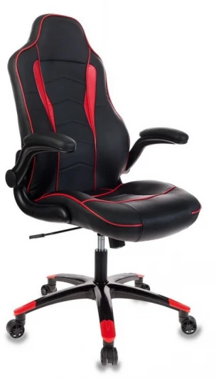VIKING-2/BL+RED Кресло игровое Бюрократ VIKING-2 черный/красный искусственная кожа крестовина