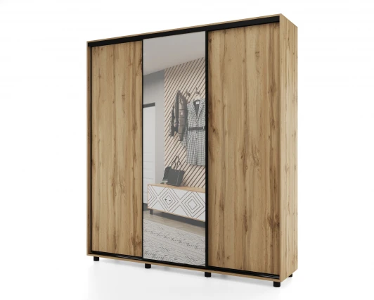 102102 Шкаф-купе, 177х60х230 Дуб вотан с зеркалом МАМА Prime 102102