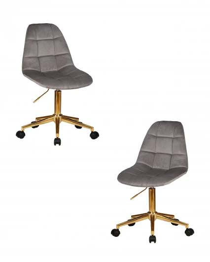 LM-9800-N_G-M_V-MJ9-75 Набор 2 шт офисное кресло для персонала DOBRIN MONTY GOLD (серый велюр (MJ9-75))