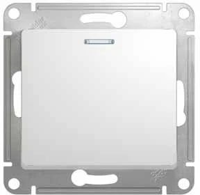 GSL000113 Выключатель встраиваемый одноклавишный с подсветкой (белый) Systeme Electric GSL000113