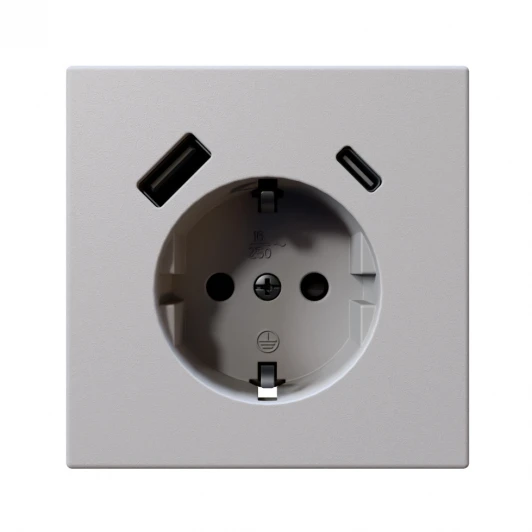 FD5501USB-25PWM Розетка со шторками с USB Type A+С (белый матовый) Jasmart FD FD5501USB-25PWM