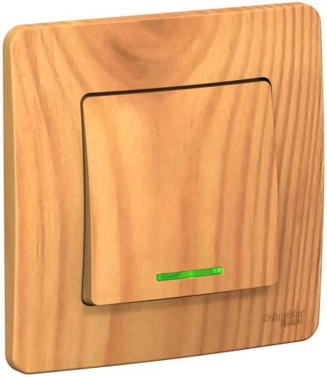 BLNVS010115 Выключатель встраиваемый одноклавишный с подсветкой (ясень) Systeme Electric Blanca BLNVS010115