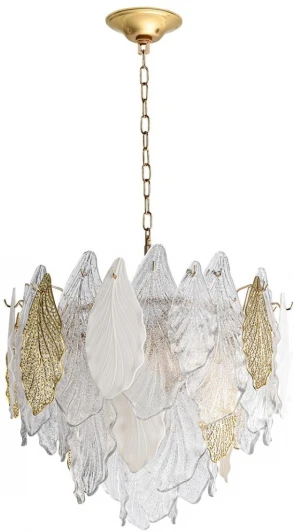 5052/8 Подвесная люстра Odeon Light Lace 5052/8 золото/белый/прозрачный/металл/стекло/фарфор/металл E14 8*40W (220V, на цепи, лепестки)