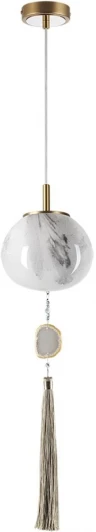 5432/1 Подвесной светильник Odeon Light Fiolent 5432/1 золотой(под латунь)/стекло/кисточка/агат E14 1*40W (220V, на проводе)