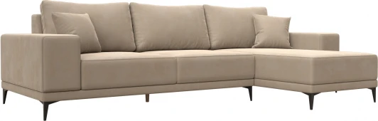 122396 Диван угловой Льюес правый (Бежевый/Велюр) Лига Диванов арт.122396