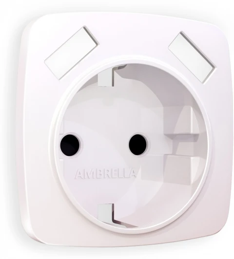 OP2090 Лицевая панель Ambrella Volt OMEGA (Жемчуг) для электрической розетки с заземлением со шторками 2USB A+A QUANT OP2090