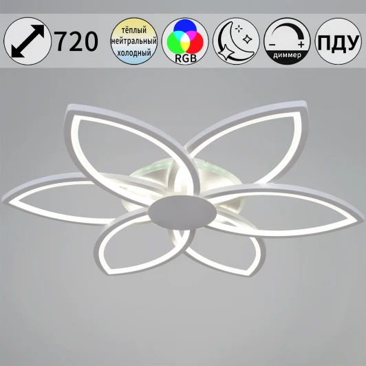 09877-0.3-06B WH (RGB) Потолочная люстра светодиодная с пультом с регулировкой цветовой температуры и яркости, ночным режимом и RGB Reluce 09877-0.3-06B WH (RGB)