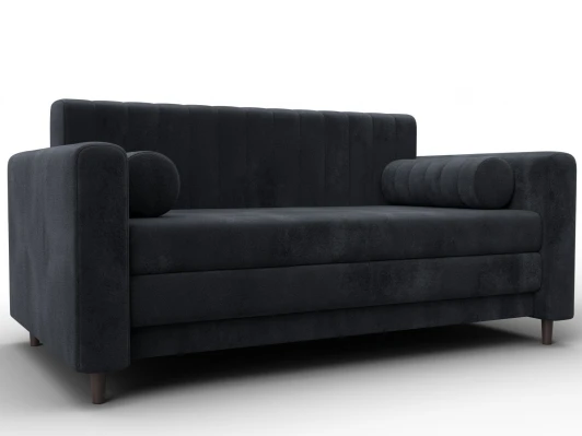 129757 Диван прямой Лига-070 (ЛДСП,Брус,Фанера/Дерево/Велюр/Темно-серый) Лига Диванов 129757