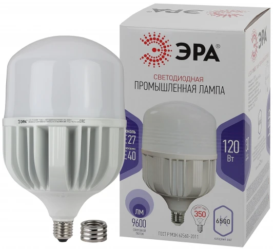 LED POWER T160-120W-6500-E27/E40 Лампочка светодиодная переходник на E40 E27 120 Вт ЭРА LED POWER T160-120W-6500-E27/E40 LED POWER T160-120W-6500-E27/E40
