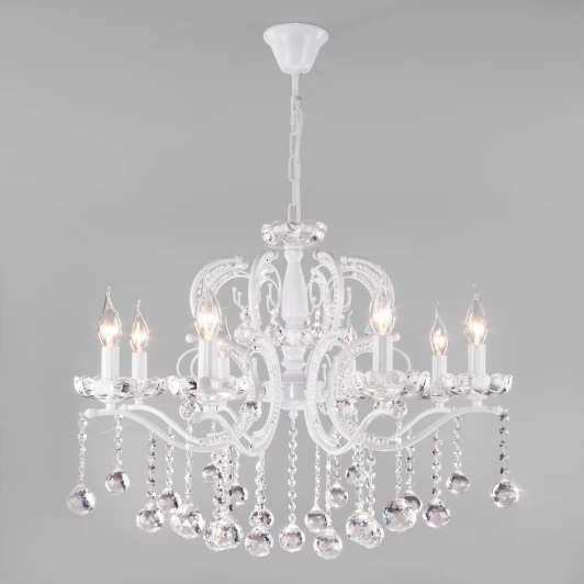 10107/8 белый Подвесная люстра Eurosvet Brezza 10107/8 глянцевый белый/прозрачный хрусталь Strotskis