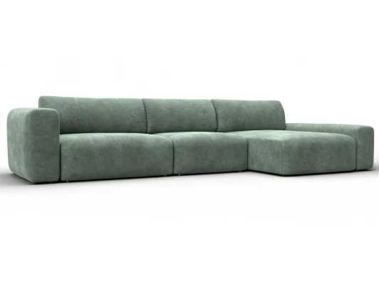 131218 Диван угловой Лига-066 НПБ Лонг угол правый (ЛДСП,Фанера,Брус,Велюр/Зеленый) Лига Диванов 131218