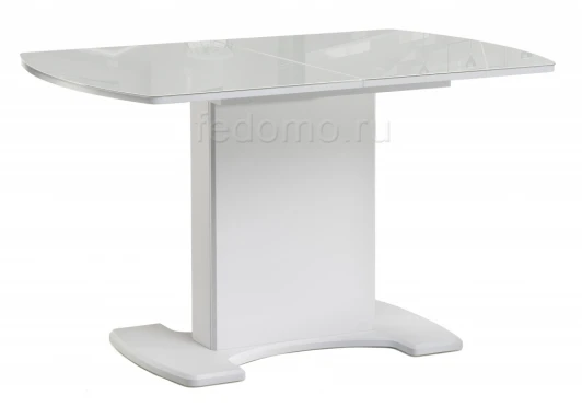 490089 Стол на тумбе Палмер 120 белый / белое стекло
