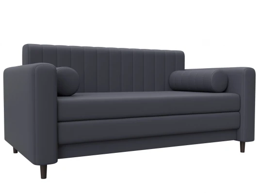 129752 Диван прямой Лига-070 (ЛДСП,Брус,Фанера/Дерево/Экокожа/Серый) Лига Диванов 129752