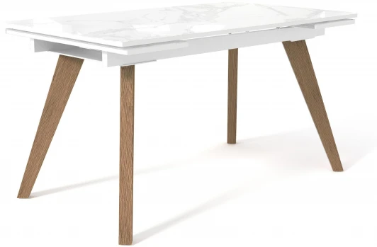 00-00061831 Стол SFL140 стекло мрамор белый глянец/опоры дуб монтана (2 уп.) Dikline 00-00061831