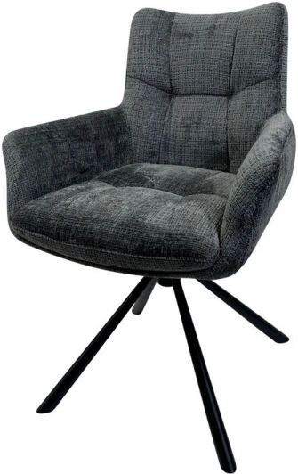 631M05824 Стул EILAT 360 град. поворот с возвратом, Cremona-95 серый, ткань / Черный, ®DISAUR (арт.631M05824)