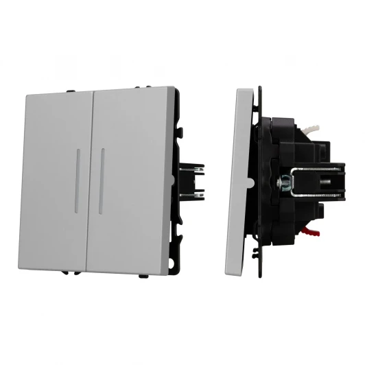 059418 Механизм выключателя двухклавишный непроходной LED SWT-NOBE-MK02-SFPL-L-IS (230V, 10A) (Arlight, Никель) 059418