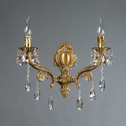 8828/2 AB Tear Drop Бра Ambiente by Brizzi Ferro 8828/2 AB Tear Drop (220V, хрусталь Asfour, подвески, подсвечник, свеча)