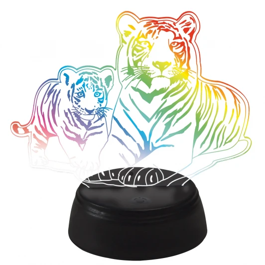 ULI-M508 RGB/3AA TIGER FAMILY/BLACK Светильник декоративный с эффектом 3D «Семья тигров», на батарейках 3AA (не в/к), 1 светодиод, RGB свет Uniel ULI-M508 RGB/3AA TIGER FAMILY/BLACK