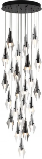 5442/137L Потолочная каскадная люстра Odeon Light Afalina 5442/137L черный/бел.матовый/прозрачн./дымчатый/металл/стекло LED*137W 3000K (220V, на проводе)