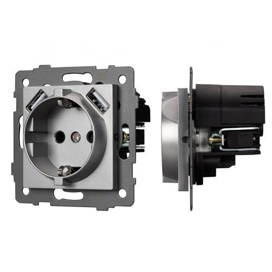 049820 Механизм розетки с USB зарядкой SCT-MUAA-PL-GR-V (250V, 16A) (Arlight) 049820