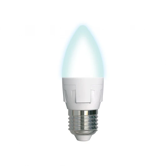 LED-C37 7W/NW/E27/FR PLP01WH картон Лампочка светодиодная свеча белая E27 7W 4000K Uniel LED-C37 7W/NW/E27/FR PLP01WH