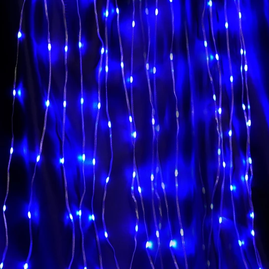 48606 Светодиодная гирлянда Feron CL28 48606 занавес Водопад 3*3м + 3м 220V синий, статичная, c питанием от сети, прозрачный шнур