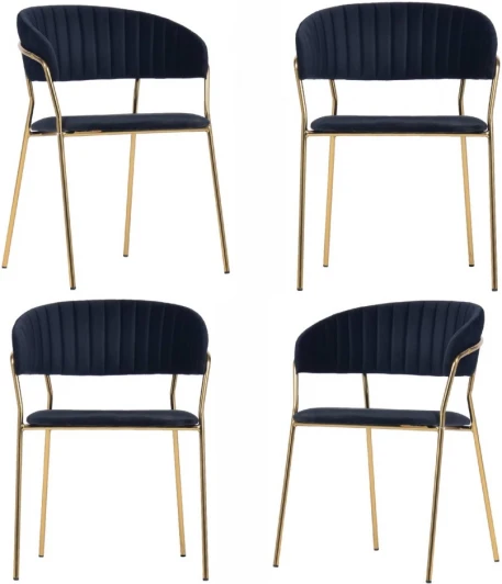 FR 0797K Комплект из 4-х стульев Turin чёрный с золотыми ножками Bradexhome арт.FR 0797K