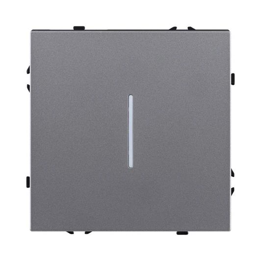 EC-012GY Выключатель кнопочный 1-клавишный 10А/250В с LED подсветкой, серый Kollinger Eclipse EC-012GY