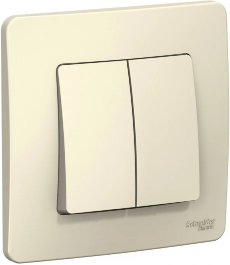 BLNVS006502 Выключатель встраиваемый двухклавишный (молочный) Systeme Electric Blanca BLNVS006502