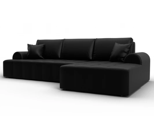 134753 Диван угловой Лига-080 угол правый (ДСП/Пластик/Экокожа/Черный) Лига Диванов 134753