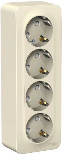BLNRA011412 Розетка накладная четверная с заземлением и шторками (молочный) Systeme Electric Blanca BLNRA011412
