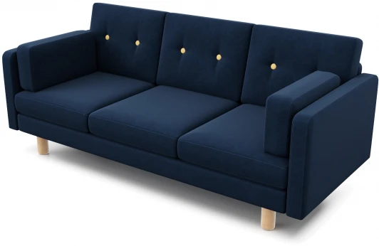 211007 Диван Arsko прямой Ингвар Б велюр синий