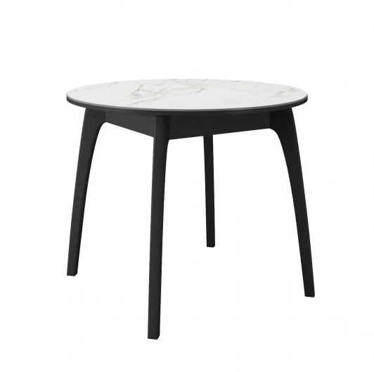 00-00079587 Стол DikLine MK46 Керамика Белый мрамор/подстолье черное/опоры черные арт.00-00079587