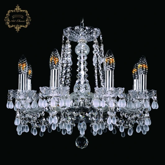 11.24.8.165.Cr.V0300.tube Подвесная люстра с хрустальными подвесками Art Classic 11.24 11.24.8.165.Cr.V0300.tube (220V, на цепи, подсвечник, свеча)