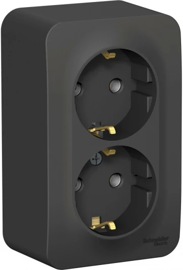 BLNRA010216 Розетка накладная двойная с заземлением (антрацит) Systeme Electric Blanca BLNRA010216