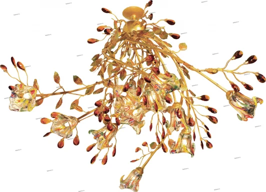 90284/12 gold + amber crystal Потолочная люстра N-Light 90284 90284/12 gold + amber crystal