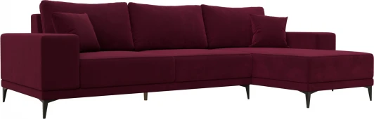 122408 Диван угловой Льюес правый (Бордовый/Микровельвет) Лига Диванов арт.122408