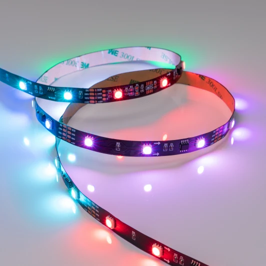 024599(1) Светодиодная лента SPI-5000-5060-30 12V Cx3 RGB-Auto (Black 10mm, 6.5W/m, IP20) (Arlight, Открытый, IP20) 024599(1)