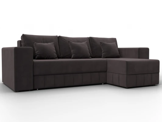 129844 Диван угловой Лига-076 угол универсальный (ДСП/Пластик/Велюр/Коричневый) Лига Диванов 129844