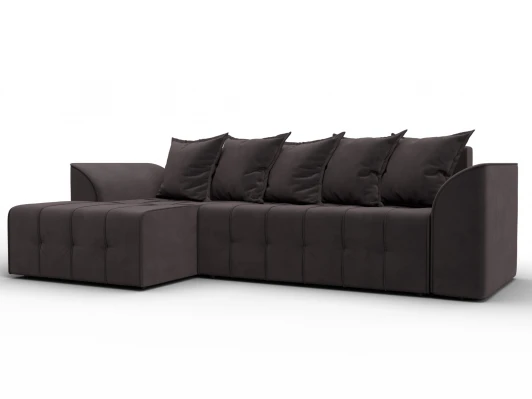 136725L Диван угловой Лига-113 угол левый (ДСП,Велюр/Коричневый) Лига Диванов 136725L