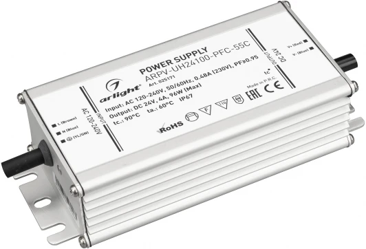 025171 Блок питания ARPV-UH24100-PFC-55C (24V, 4.2A, 100W) (IP67 Металл) 025171 Arlight ARPV