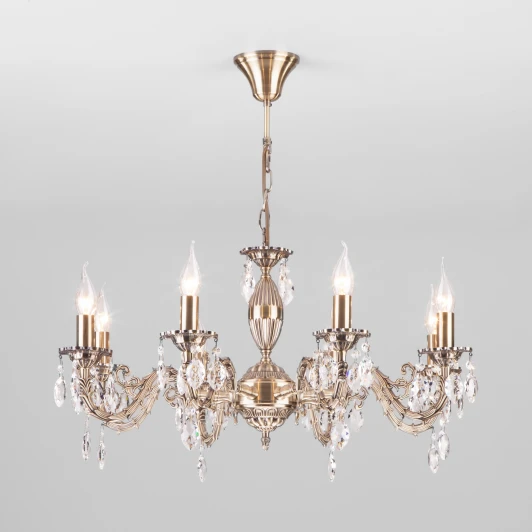 10102/8 античная бронза Подвесная люстра Eurosvet Favola 10102/8 античная бронза/прозрачный хрусталь Strotskis