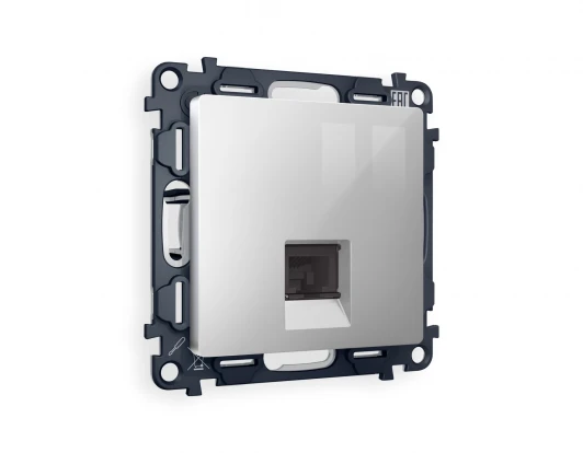 MA412005 Комплект механизма Ethernet RJ-45 розетки экранированной с автоматической защитной шторкой встраиваемый (серебро глянец) Ambrella Volt QUANT MA412005